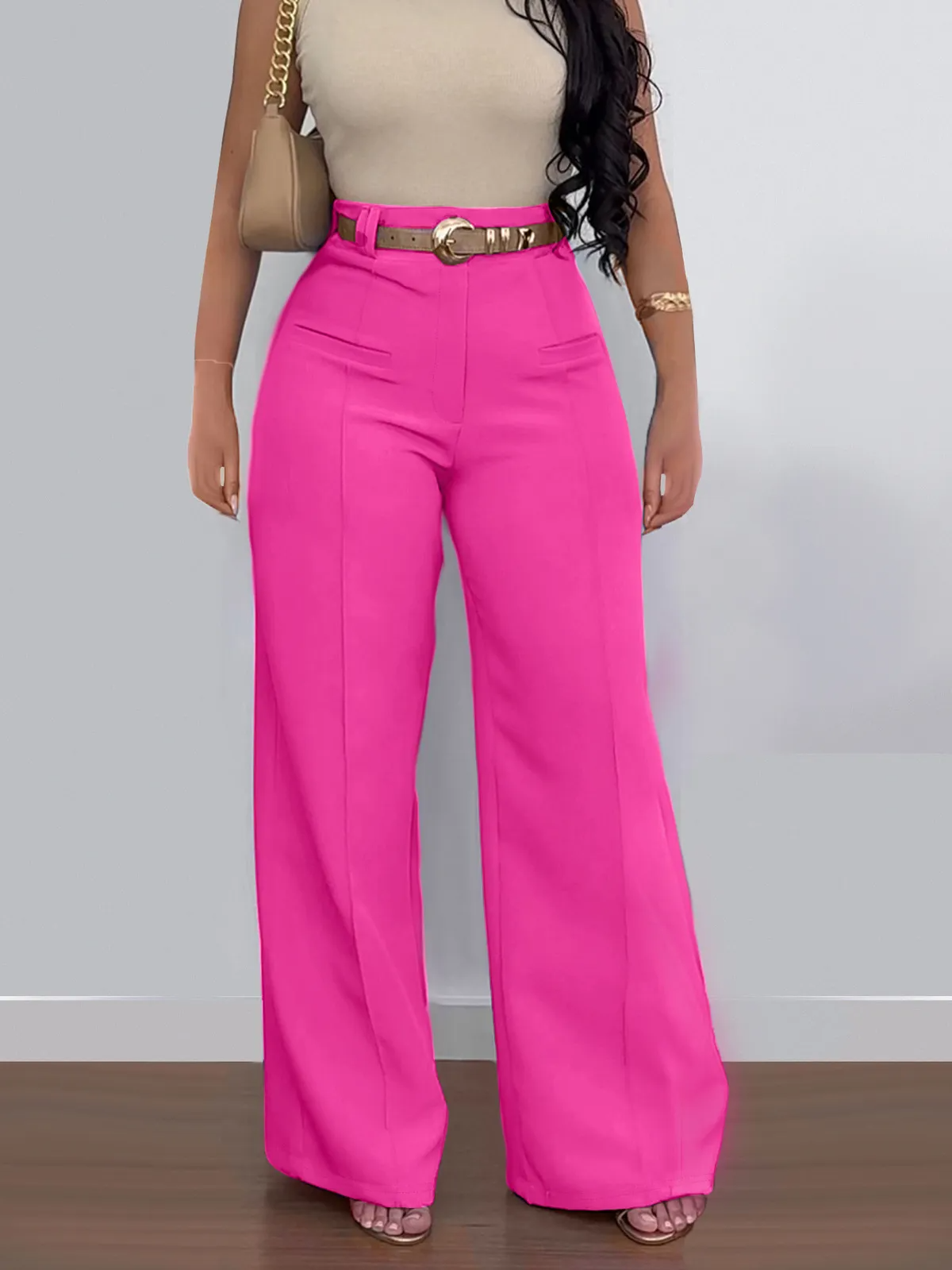 Sophia High-Waisted Tailored Wide-Leg Dress Pants Castello Clothing Line