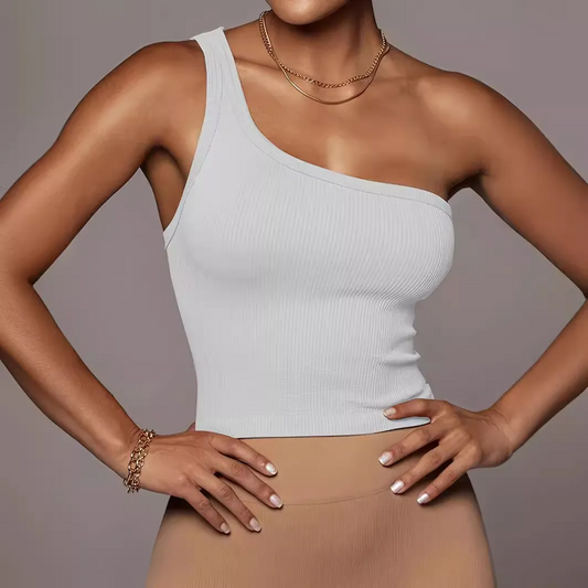 Sassy Asymmetrical Ribbed Tank tank top Castello Clothing Line   