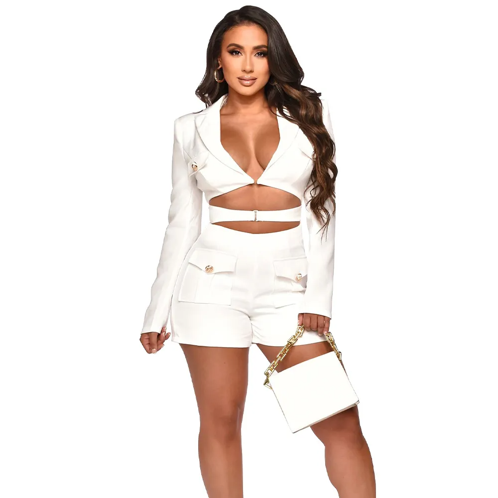 Boss Babe Cutout Blazer Long-Sleeve Romper  Castello Clothing Line   