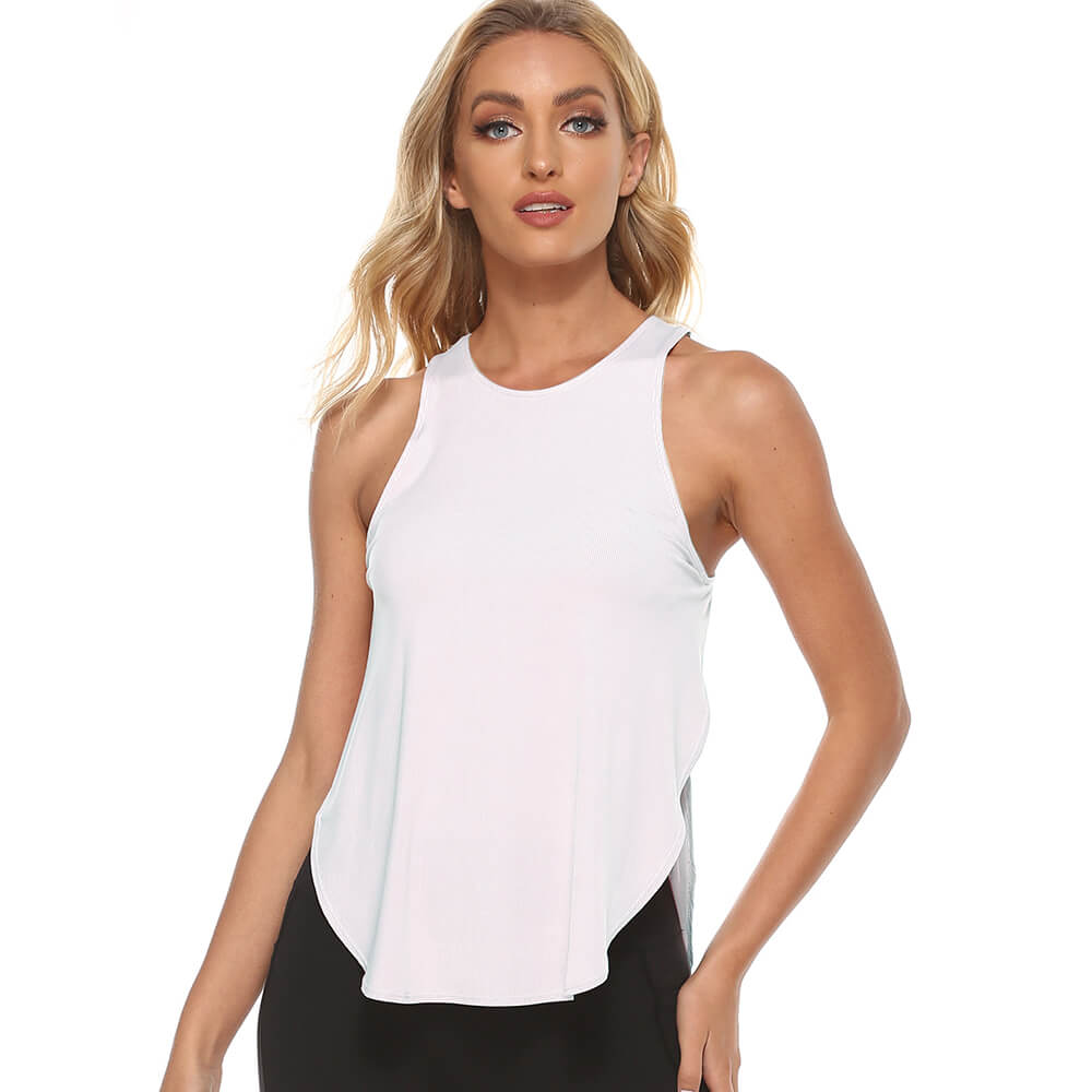 Bridget Sleeveless Curved Hem Relaxed Fit Tank Top workout tops and t-shirts Castello Clothing Line
