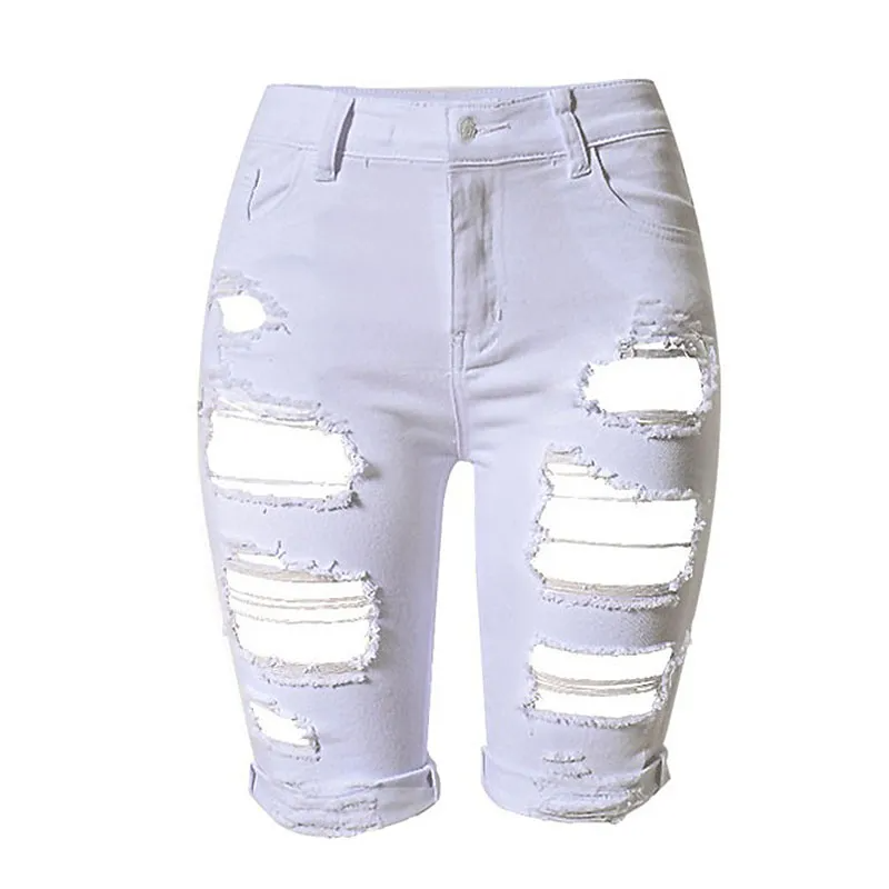 VibeRush High-Rise Distressed Denim Bermuda Shorts  Castello Clothing Line   