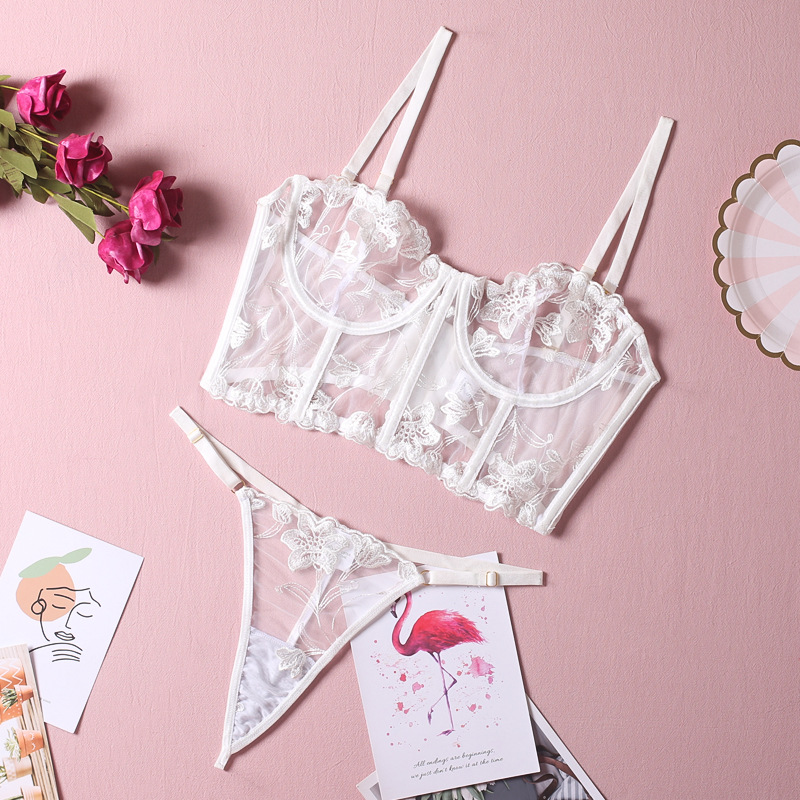 Angel's Embrace White Lace Bustier Set  Castello Clothing Line   