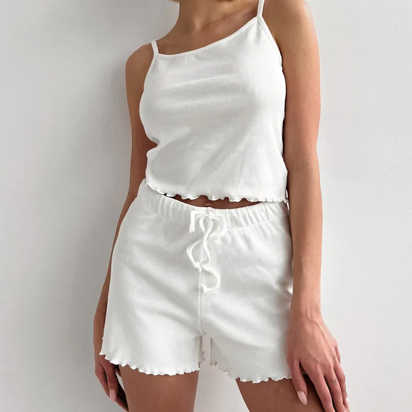 Easy Bliss Ribbed Tank Top & Drawstring Lounge Shorts Set  Castello Clothing Line   