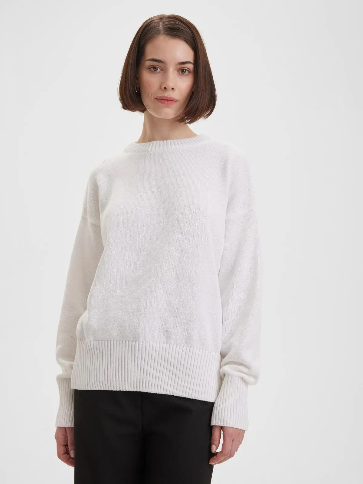 Urban Ease Crew Neck Long Sleeve Ribbed Knit Sweater Castello Clothing Line