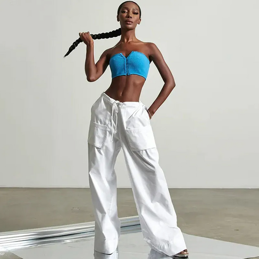 Jaded High-Waisted Wide Leg Utility Cargo Pants Castello Clothing Line