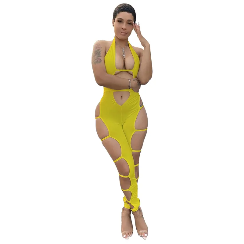 Koda Halter Cutout Open Front Bodycon Jumpsuit women jumpsuits Castello Clothing Line