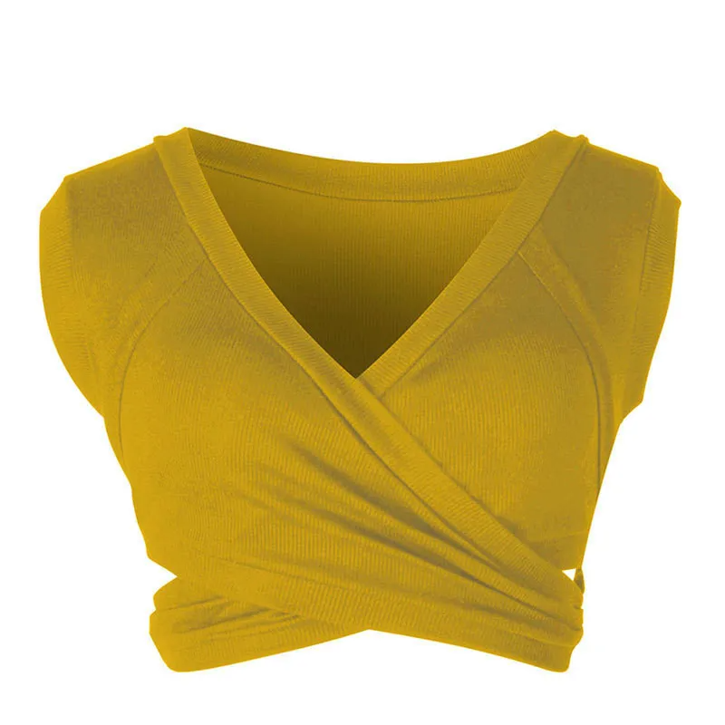 Limitless Wrap V-Neck Sleeveless Crop Top Castello Clothing Line