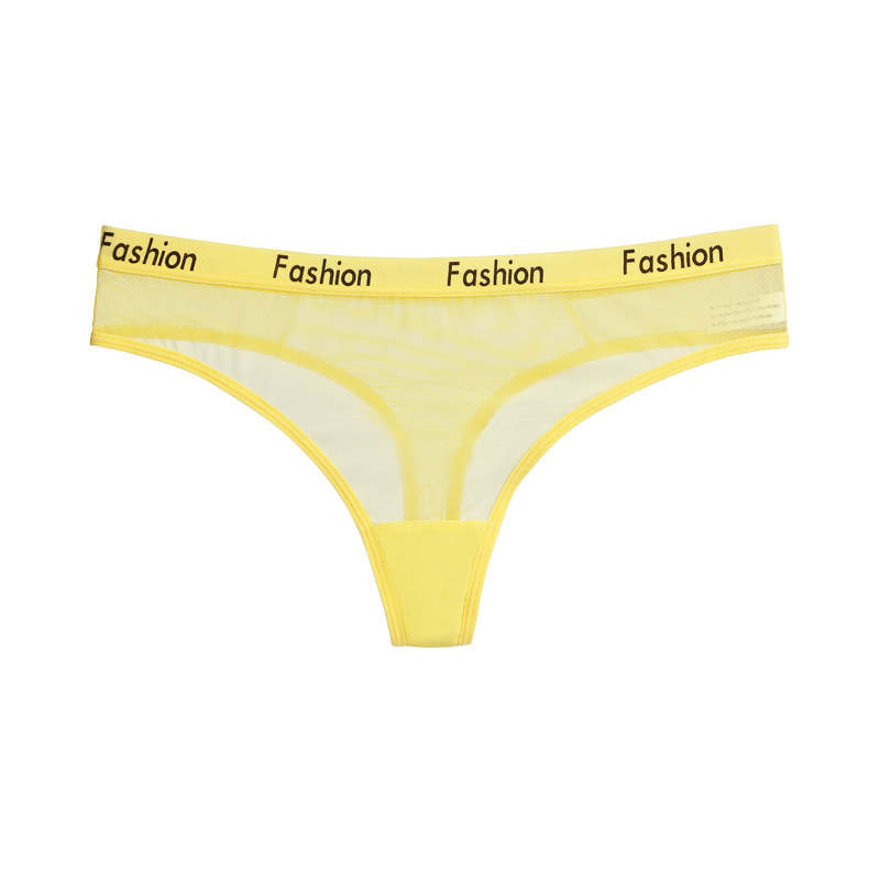 Mesh Letter Print Thong  Castello Clothing Line   