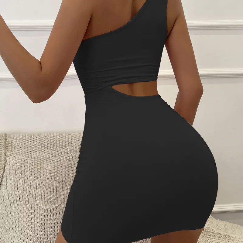 Tatiana Cutout One-Shoulder Bodycon Mini Dress Castello Clothing Line