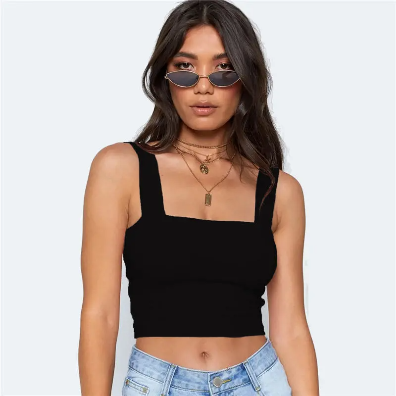 Playful Vibes Square-Neck Crop Top  Castello Clothing Line   