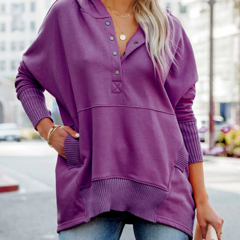On Point Hooded Button-Up Relaxed Fit Sweater Castello Clothing Line