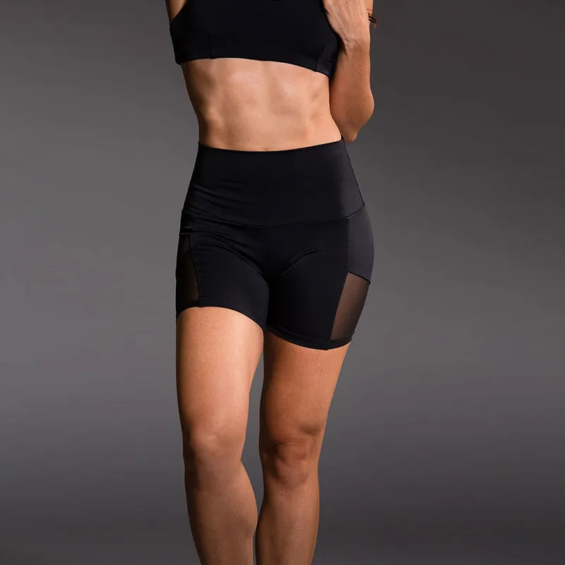 Pip High-Waist Mesh Panel Compression Shorts Castello Clothing Line