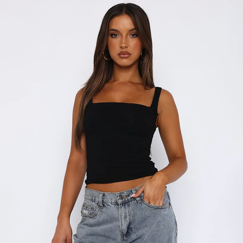 Ruched Romance Square Neck Tank Top  Castello Clothing Line   