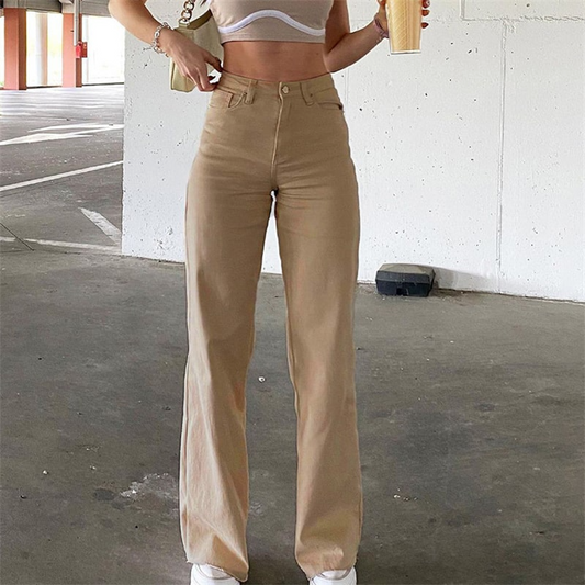 Zinnia High-Waisted Straight-Leg Denim Pants pants Castello Clothing Line