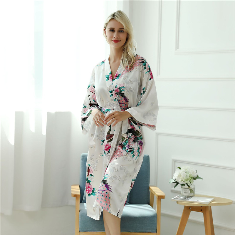 Eternal Blossom Floral Satin Kimono Robe  Castello Clothing Line   