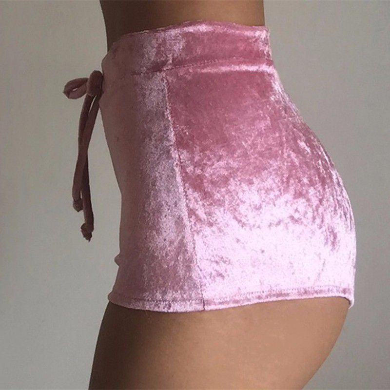Hype High-Waisted Velvet Booty Shorts  Castello Clothing Line   