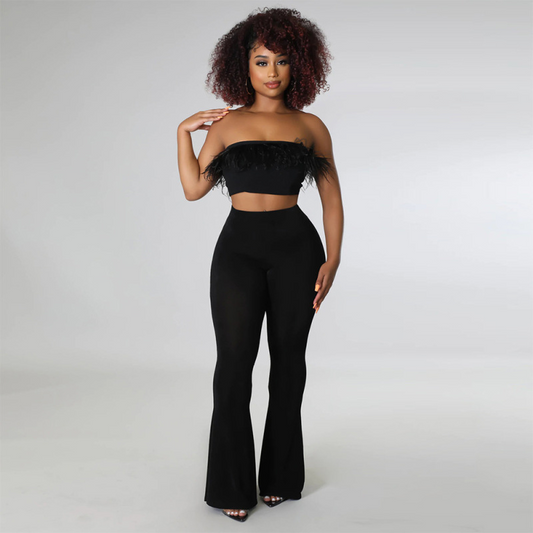 Layla High-Waisted Flared Stretch Pants Castello Clothing Line