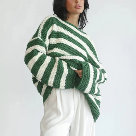Revive Striped Knit Long Sleeve Oversized Sweater Castello Clothing Line