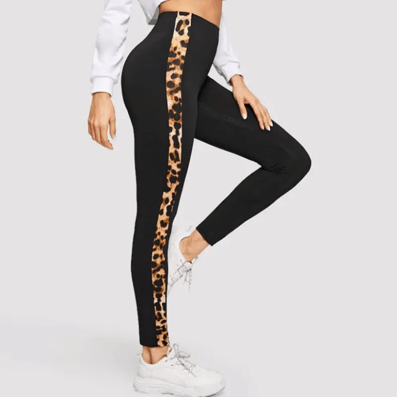 WildSide High-Waist Animal Print Side Stripe Leggings leggings Castello Clothing Line