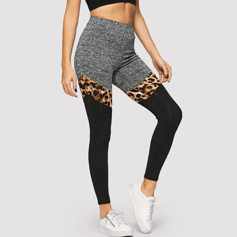 FierceFusion High-Waist Colorblock Animal Print Leggings leggings Castello Clothing Line