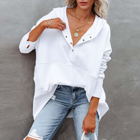 On Point Hooded Button-Up Relaxed Fit Sweater Castello Clothing Line