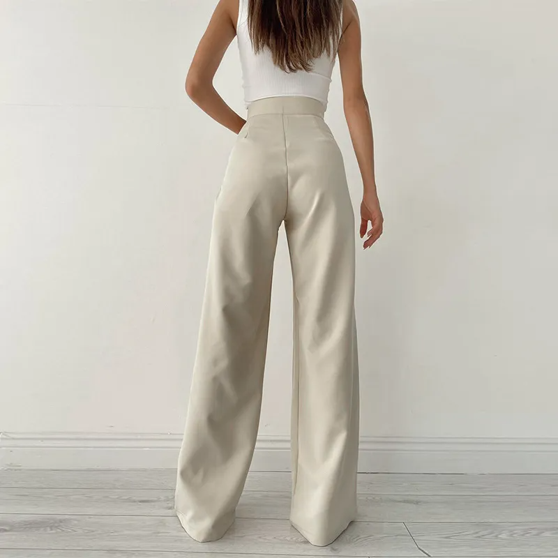 Raven Wrap Tie Tailored Wide-Leg Pleated Pants Castello Clothing Line