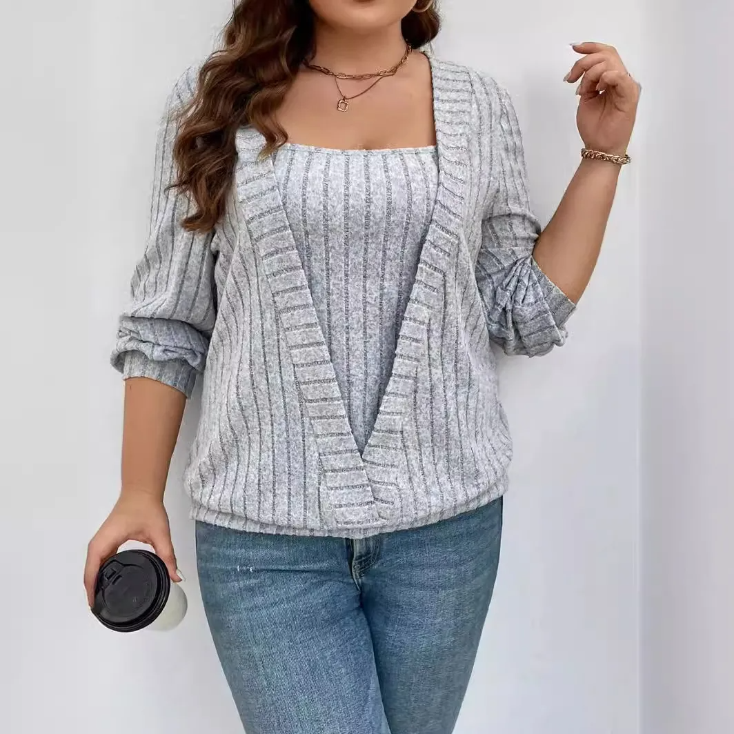 Lust Ribbed Knit Layered Long Sleeve Top Castello Clothing Line