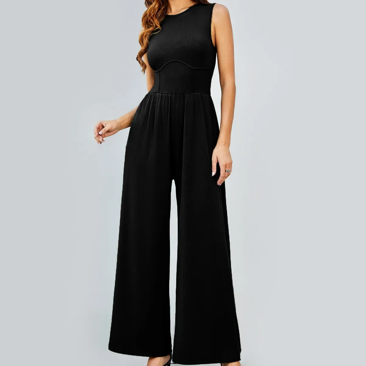 Jora Sleeveless Wide-Leg Bustier Jumpsuit women jumpsuits Castello Clothing Line