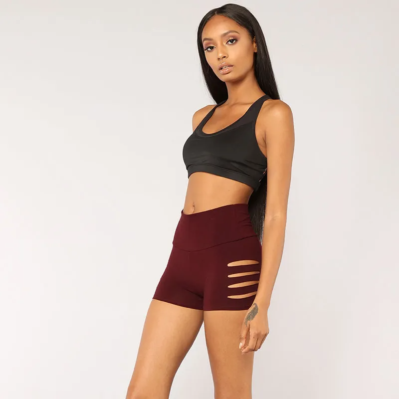 Nikki High-Rise Cutout Stretch Booty Shorts workout shorts Castello Clothing Line