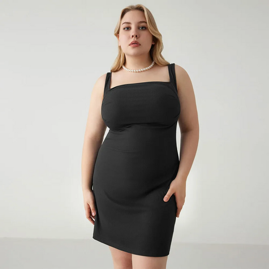 Nora Plus Size Square Neck Sleeveless Bodycon Mini Dress Castello Clothing Line
