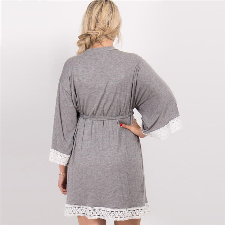 Gentle Bloom Maternity Lace-Trim Short Wrap Robe  Castello Clothing Line   