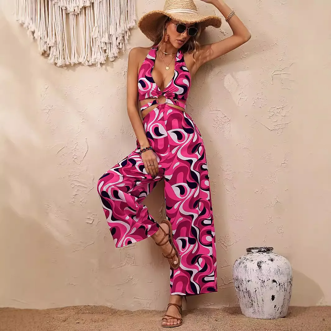 Kate Halter Neck Cutout Wide Leg Jumpsuit women jumpsuits Castello Clothing Line