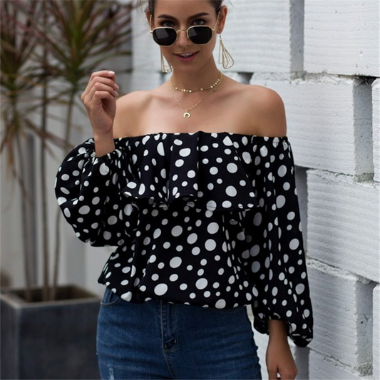Spotlight Flair Off-Shoulder Ruffle Top  Castello Clothing Line   