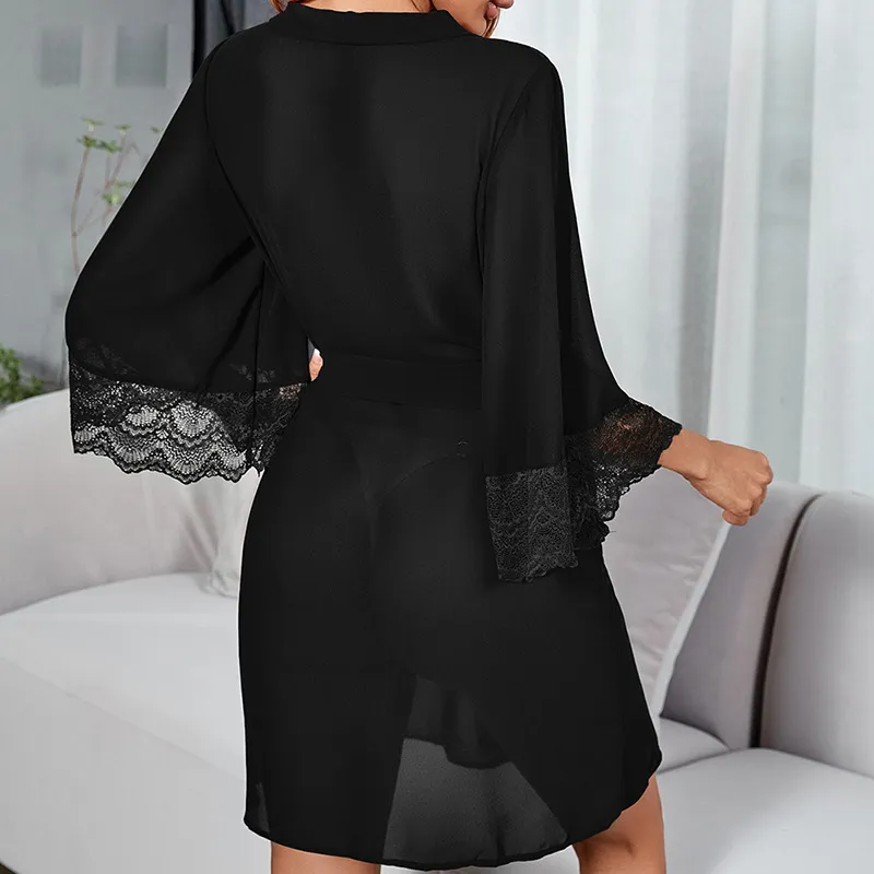 Whisper Sheer Lace Wrap Robe  Castello Clothing Line   