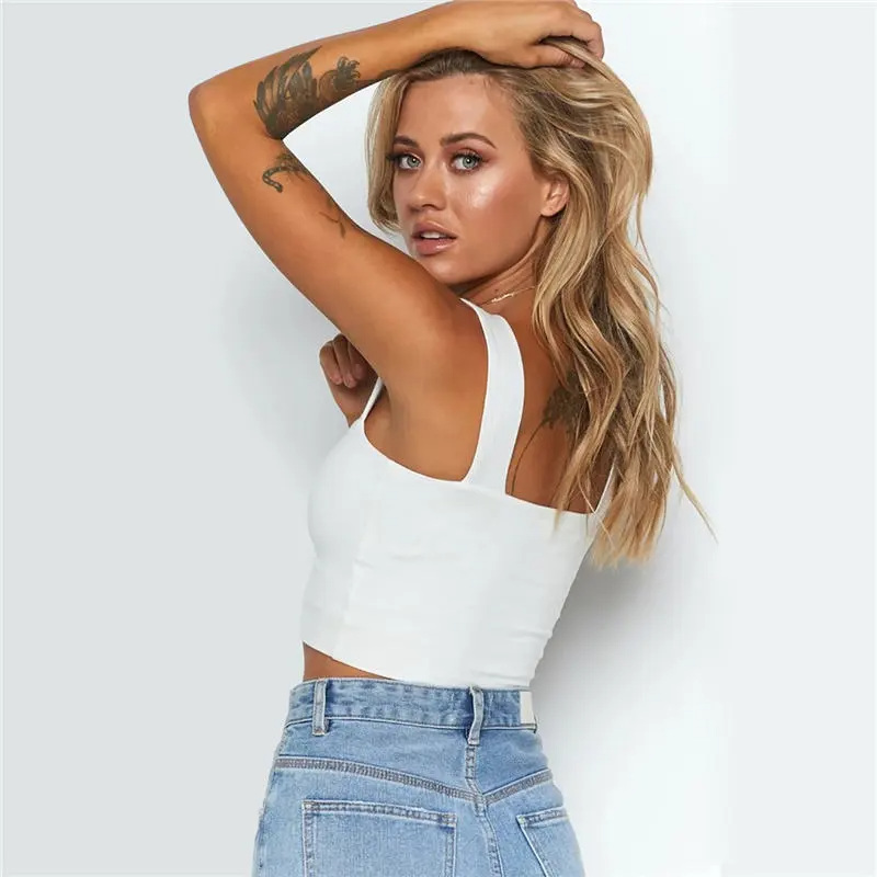 Playful Vibes Square-Neck Crop Top  Castello Clothing Line   