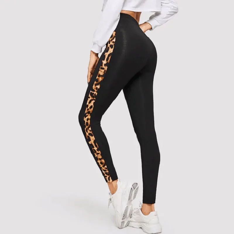 WildSide High-Waist Animal Print Side Stripe Leggings leggings Castello Clothing Line