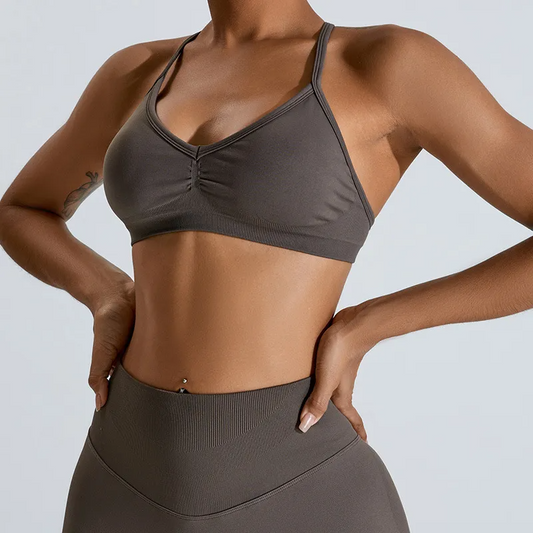 LockedIn Seamless Adjustable Strappy Ruched Sports Bra sports top & bras Castello Clothing Line
