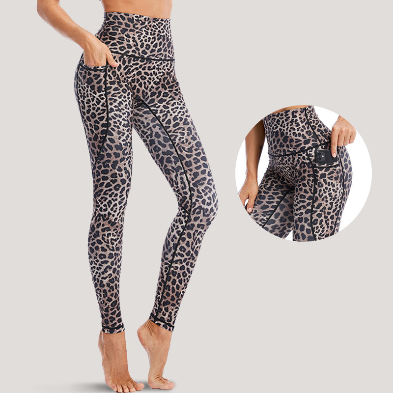 WildPace High-Rise Leopard Print Pocket Leggings leggings Castello Clothing Line
