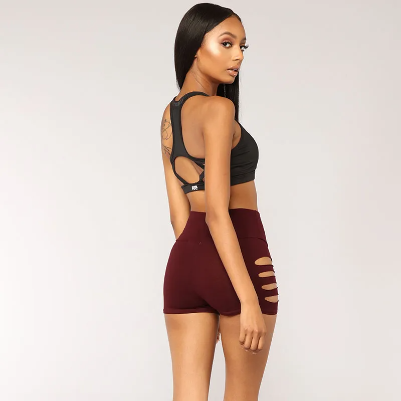 Nikki High-Rise Cutout Stretch Booty Shorts workout shorts Castello Clothing Line