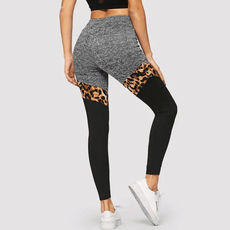 FierceFusion High-Waist Colorblock Animal Print Leggings leggings Castello Clothing Line