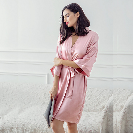 Moonlit Satin Kimono Wrap Robe  Castello Clothing Line   