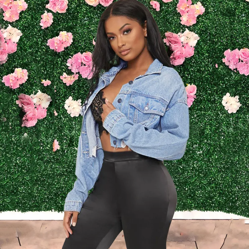 Swagger Cropped Distressed Denim Jacket Castello Clothing Line