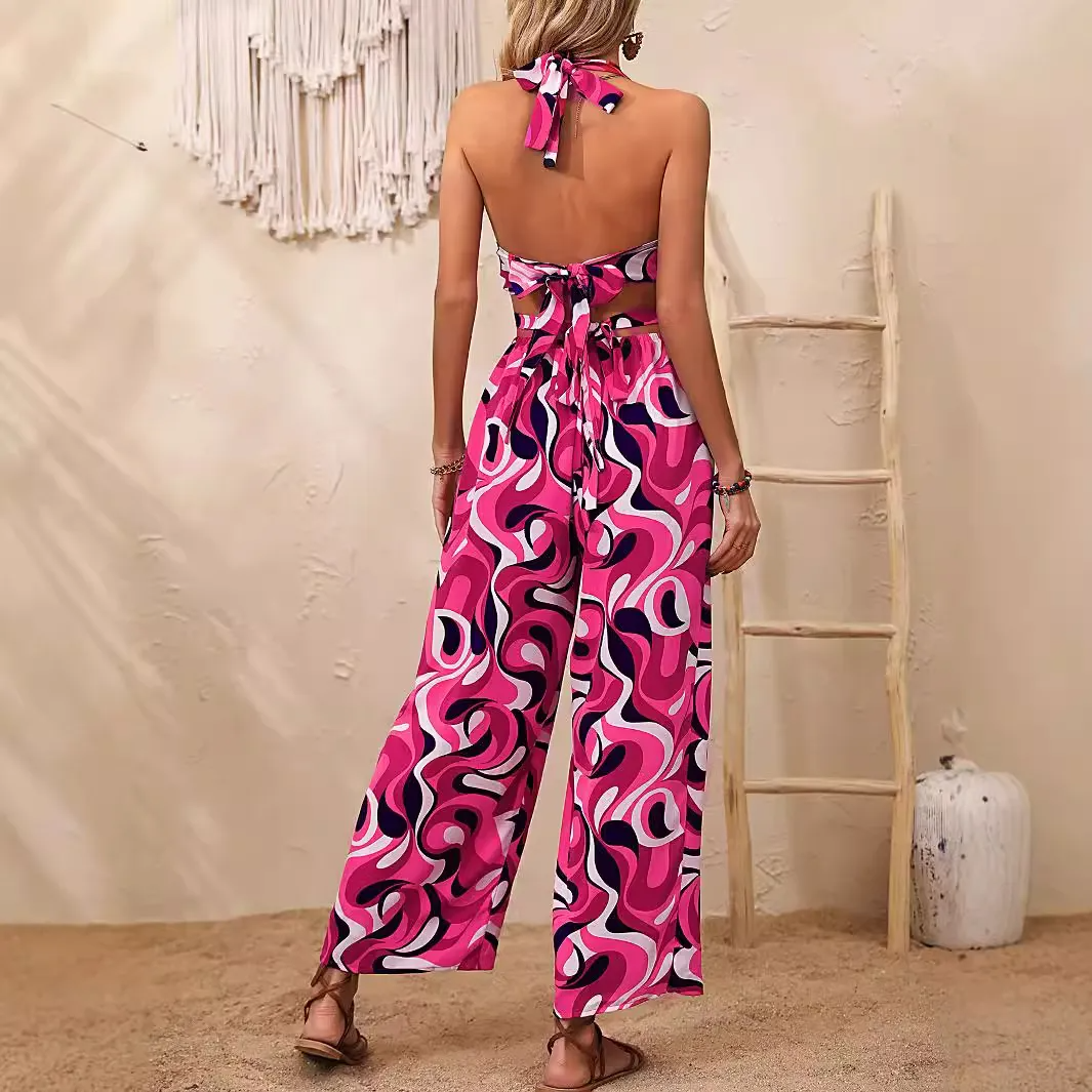 Kate Halter Neck Cutout Wide Leg Jumpsuit women jumpsuits Castello Clothing Line