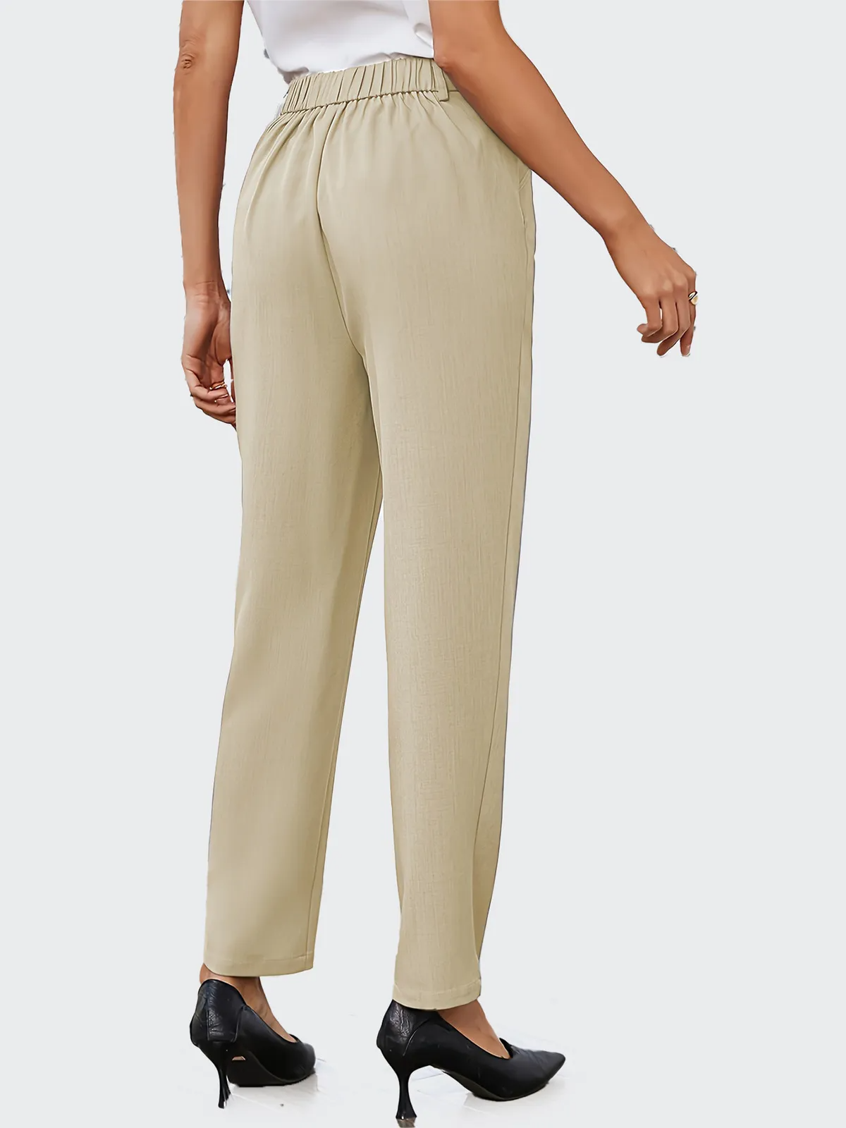 Splendor High-Rise Straight Leg Elastic Waist Pants Castello Clothing Line