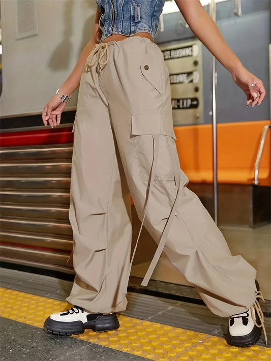 Skye High-Waisted Utility Cargo Pants pants Castello Clothing Line