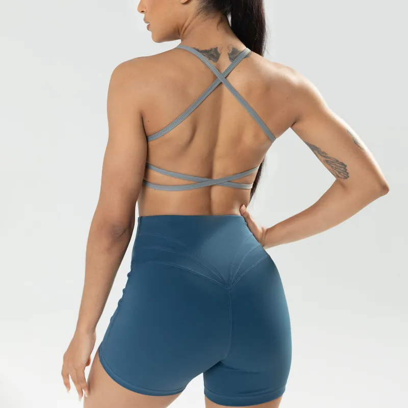 Tali Strappy Crisscross Back Longline Sports Bra sports top & bras Castello Clothing Line