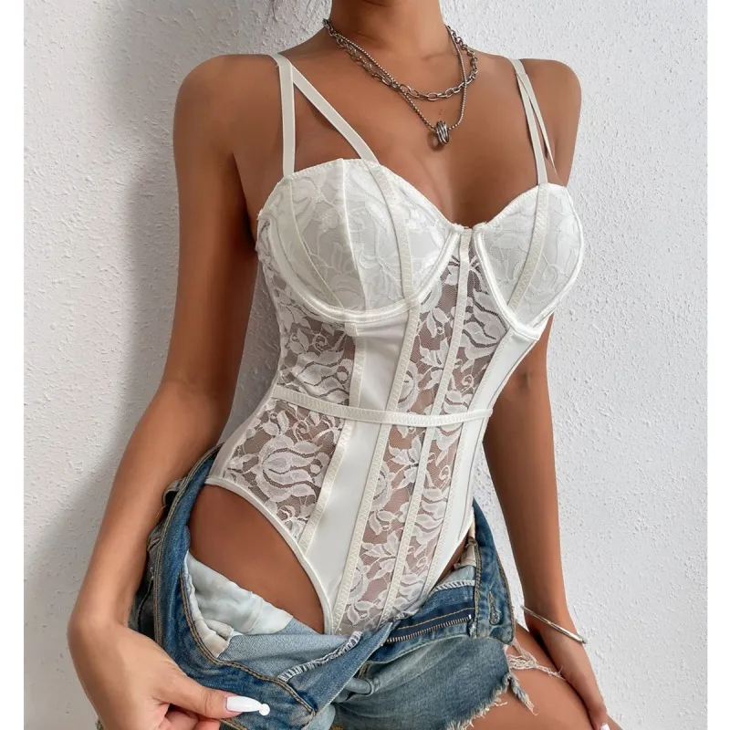 Daring Desire Lace Corset Bodysuit  Castello Clothing Line   