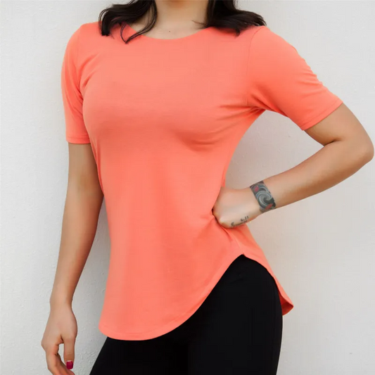 Vicki Short Sleeve Strappy Open-Back Top workout tops and t-shirts Castello Clothing Line