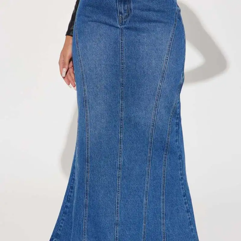 Flare It Up Denim Maxi Skirt  Castello Clothing Line   