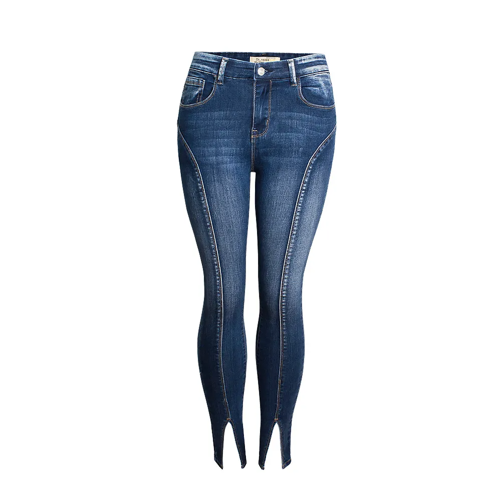 Cropped Split Leg Skinny Jeans  Castello Clothing Line   